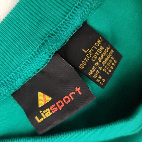 Liz Sport Green Short Sleeve Top  Size Large - Picture 6 of 6